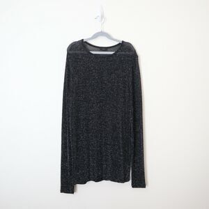 Joseph Size M Shimmer Sheer Fine Knit Long Sleeve Top Lurex Gold Black